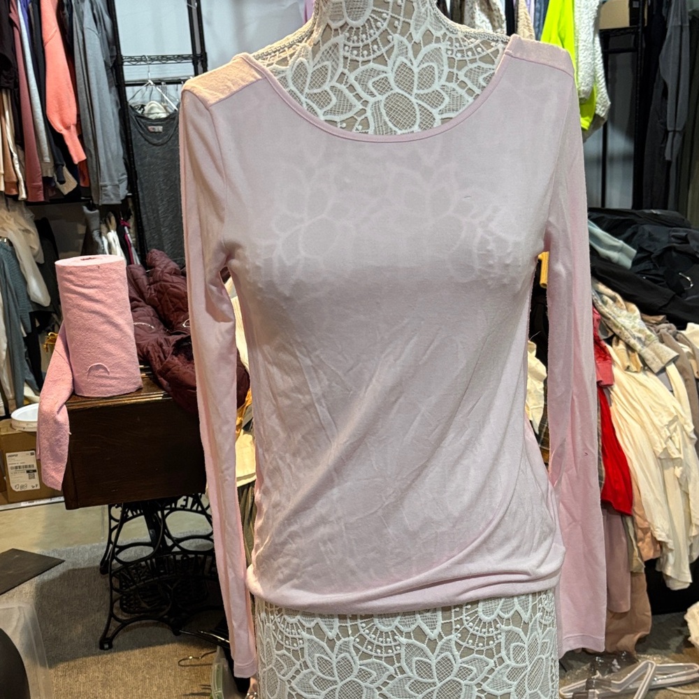 Athleta Long-Sleeve Scoop Neck Top in Light Pink